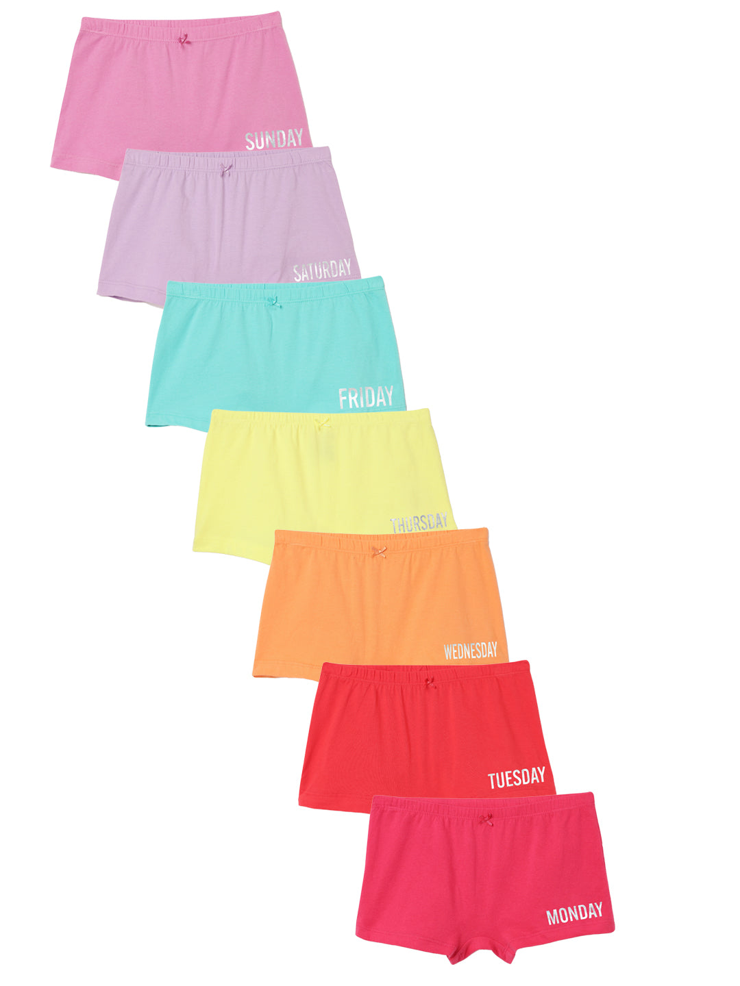 Girls Boy shorts - Weekdays Printed Pack of 7