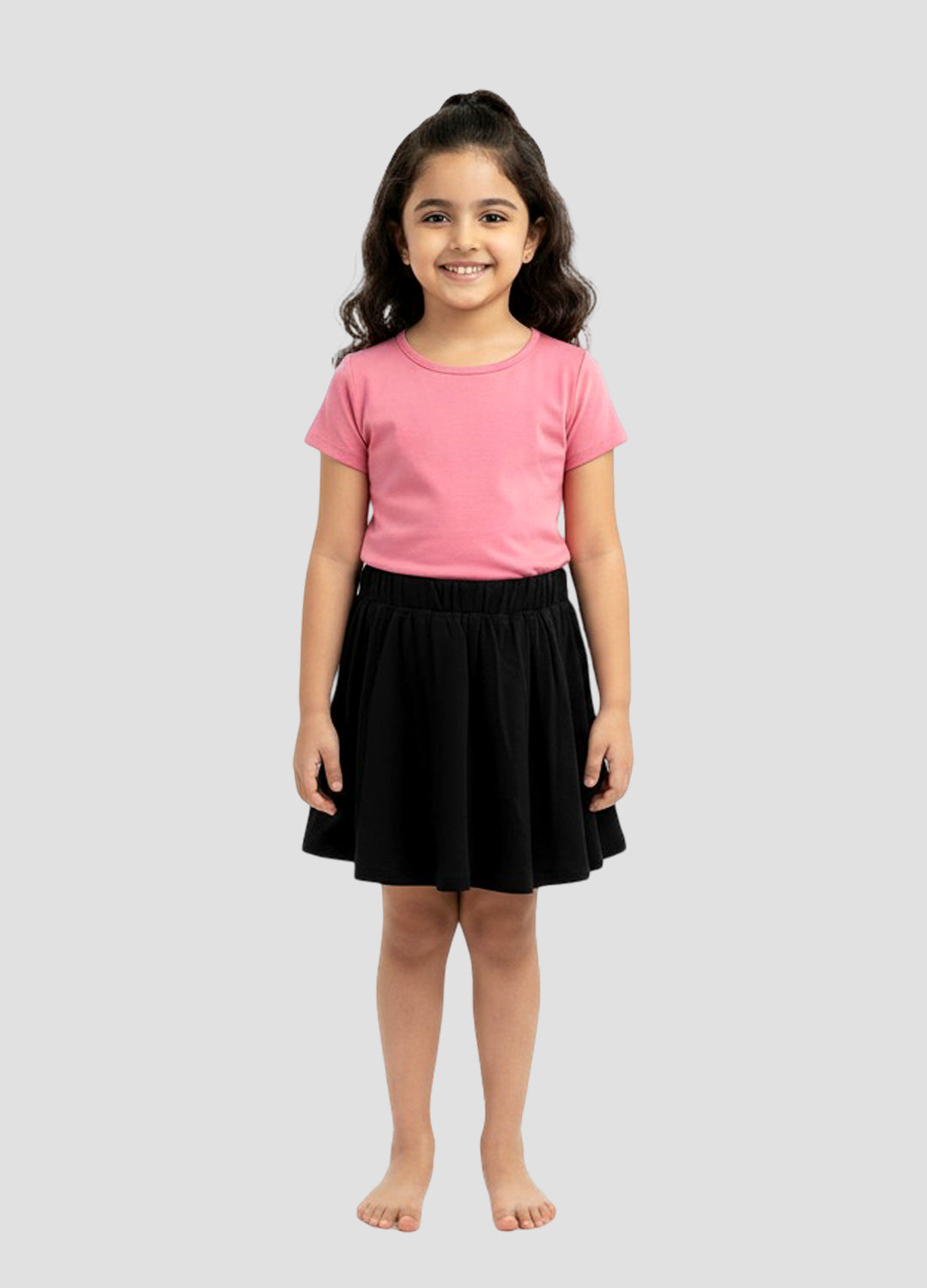Girls Skirts With Shorts Solid Black Color Pack Of 1