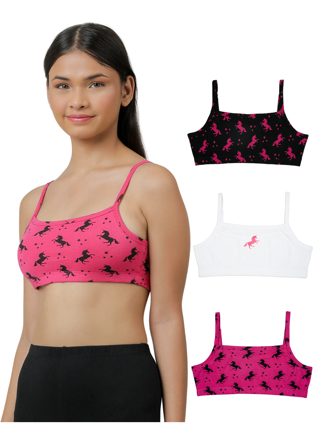Beginners Bra - Unicorn All Over Print Pack of 3.