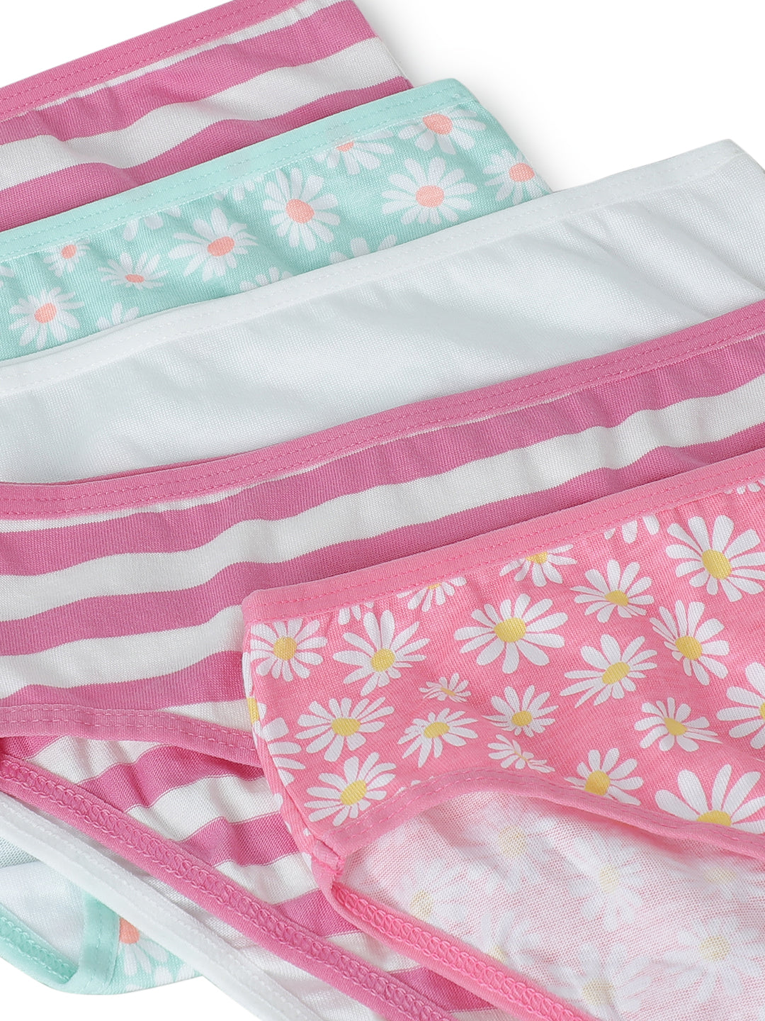 Girls Brief -Flower All over & Stripe Printed Brief Pack of 5.
