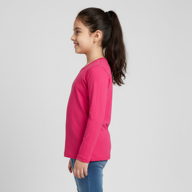 Girls Full Sleeve Tshirt Pack of 1_Dark Pink