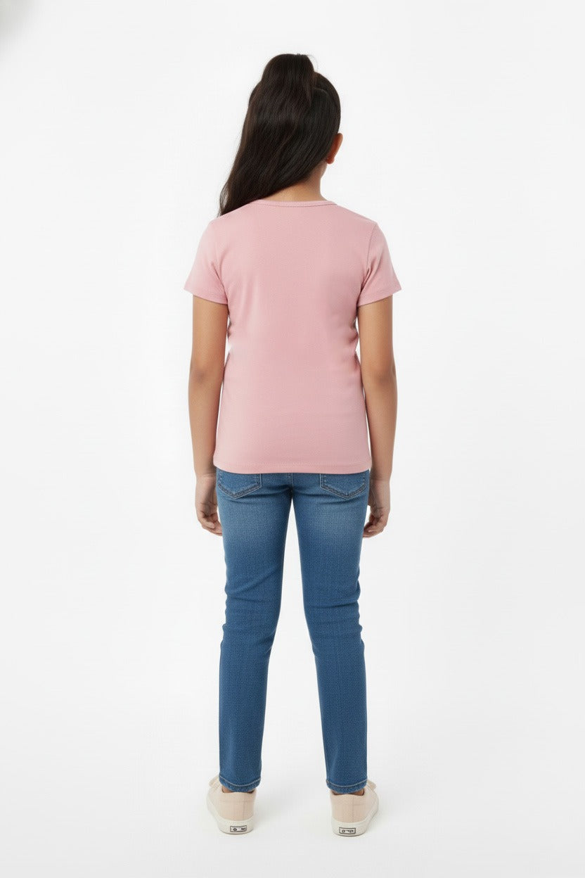 Girls Short Sleeve Tshirt Pack of 1_Rose Dust