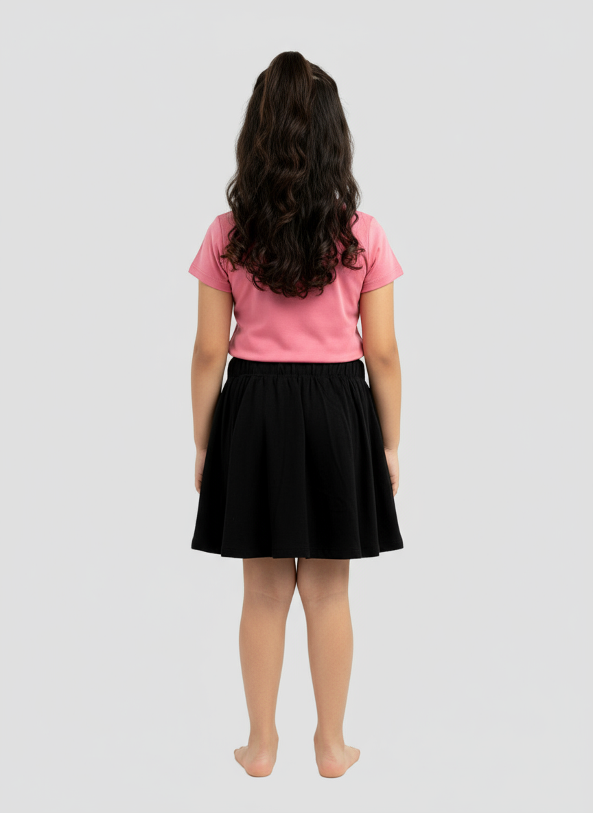 Girls Skirts With Shorts Solid Black Color Pack Of 1
