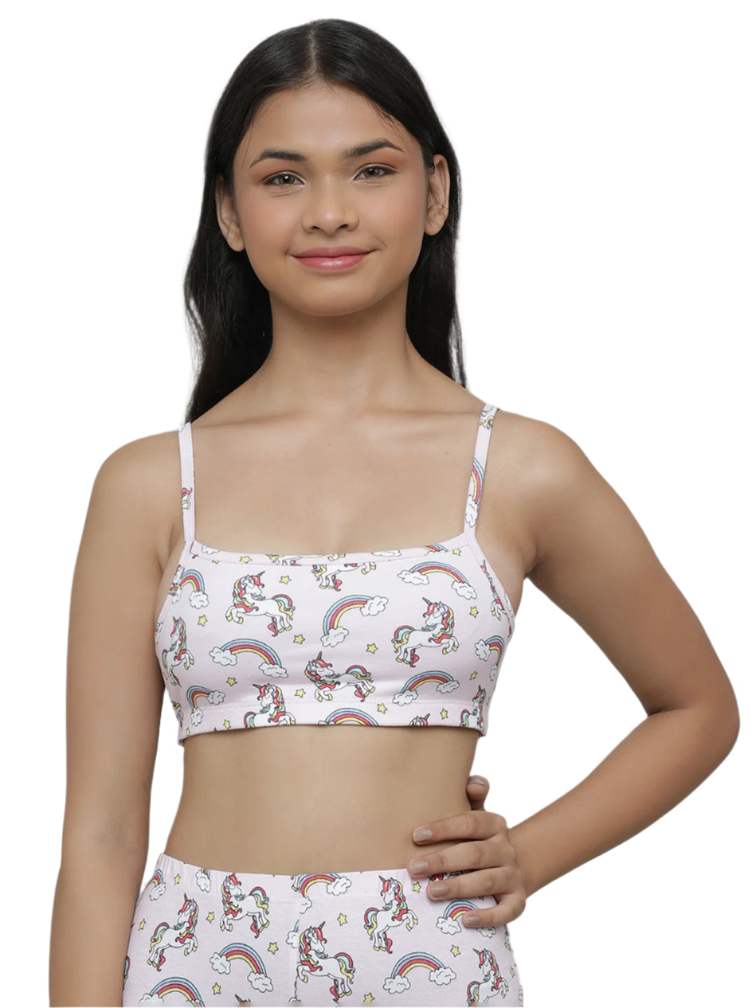 Beginners Bra - Unicorn All Over Print & Solid Pink (Pack of 2).