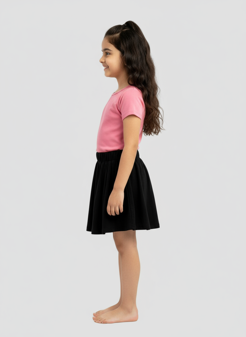 Girls Skirts With Shorts Solid Black Color Pack Of 1