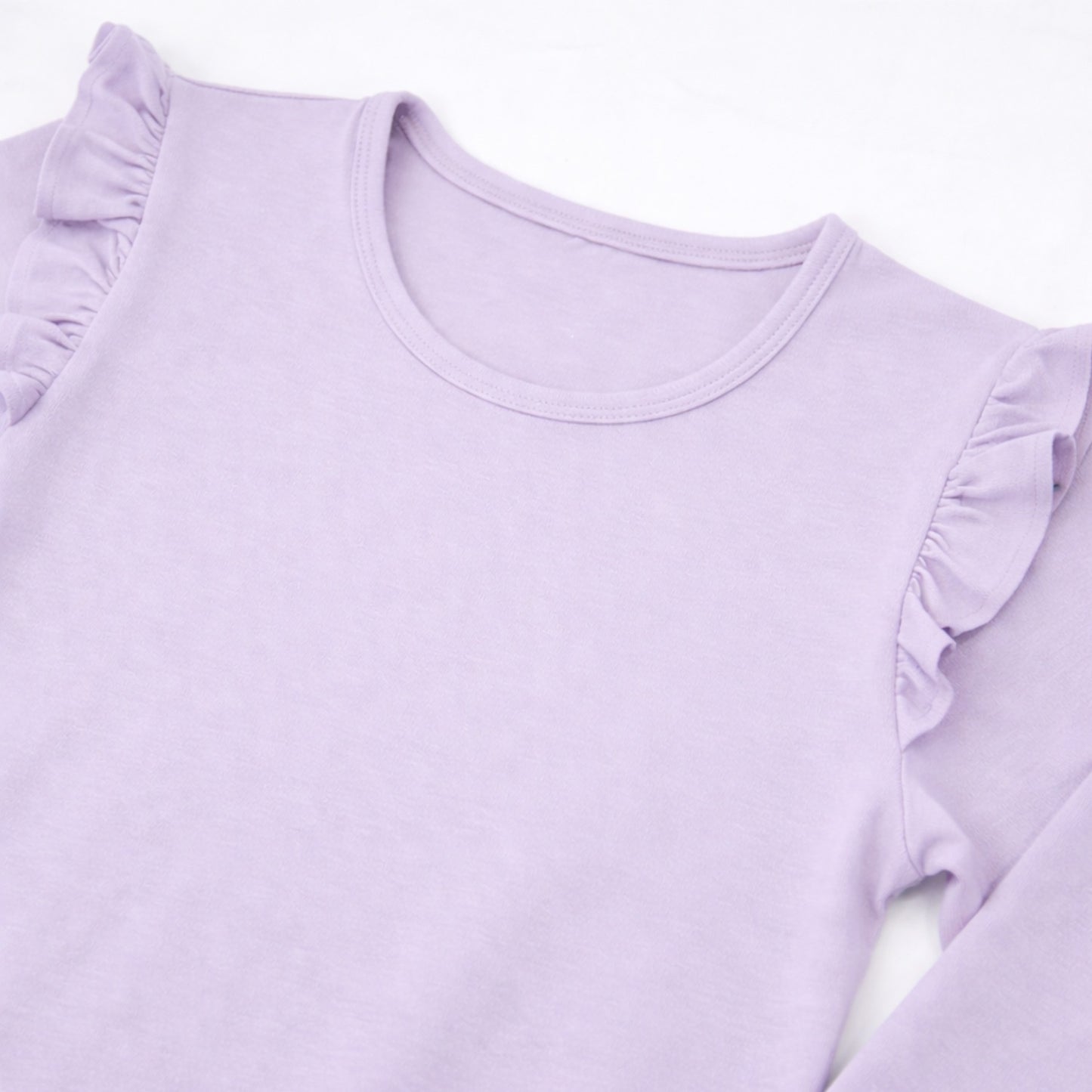 CharmnCherish Girls' Cotton Frill T-Shirt - Lavender (Pack of 1) - close-up detail