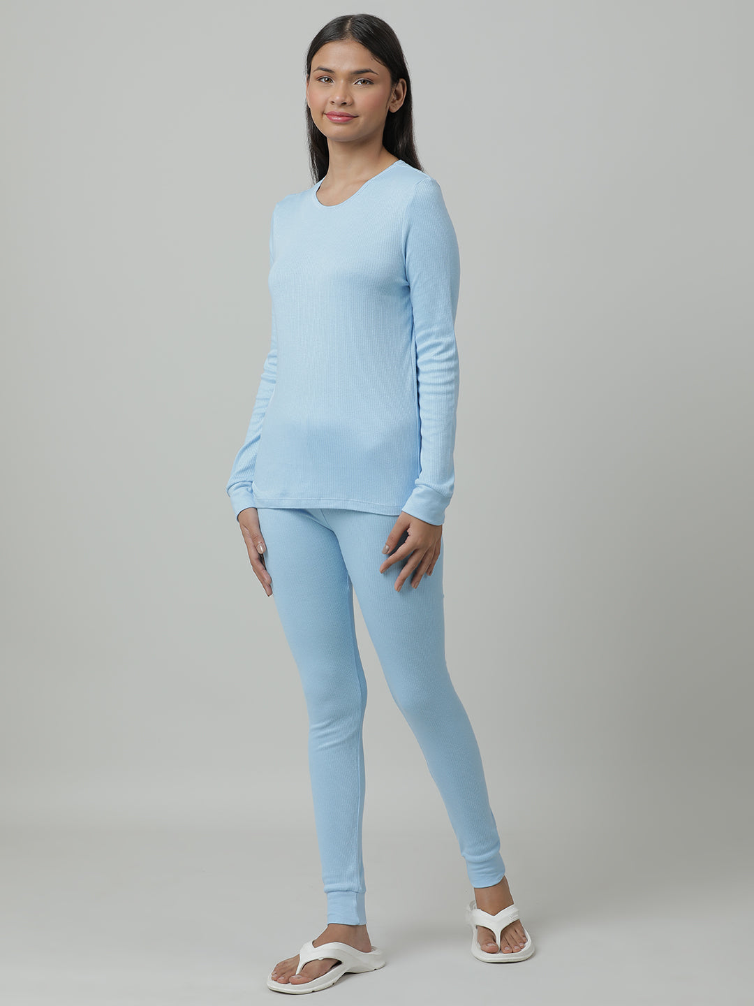 Unisex Thermal Full Sleeve Vest & Pant Set _Blue.
