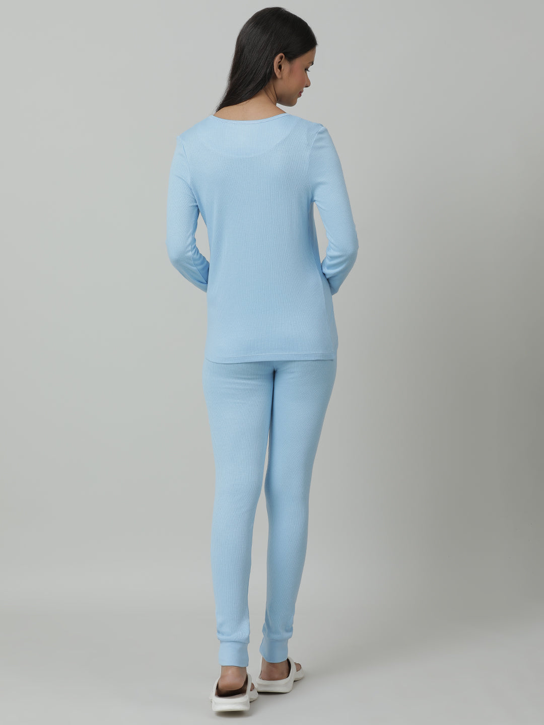 Unisex Thermal Full Sleeve Vest & Pant Set _Blue.