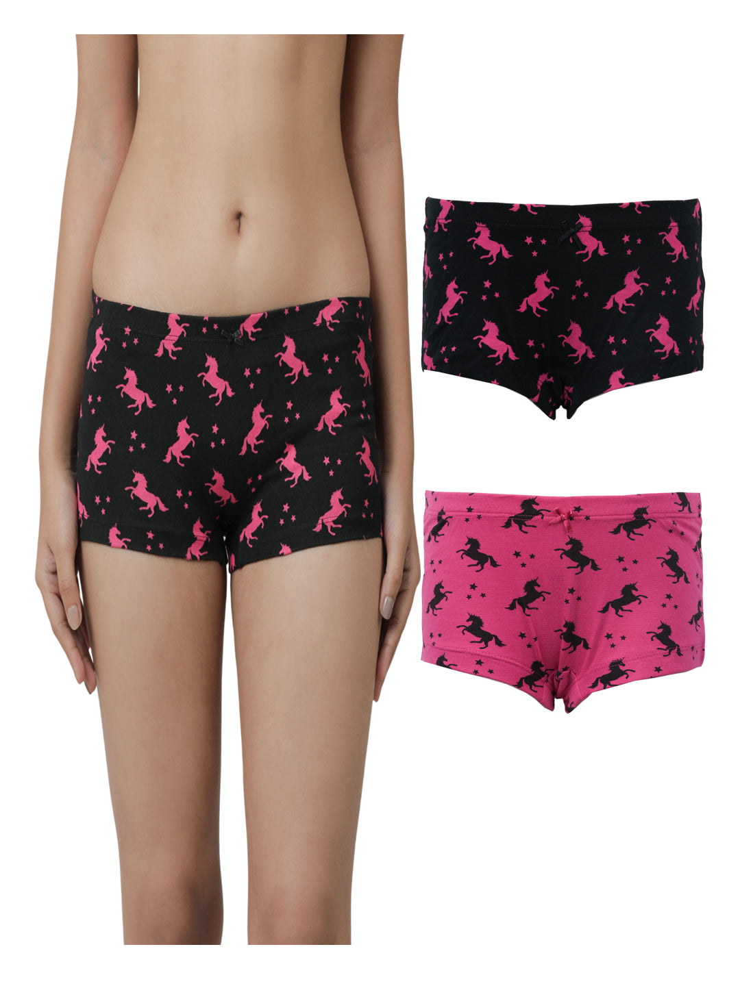 Girls Boy shorts - Unicorn All Over Printed Pack Of 2.