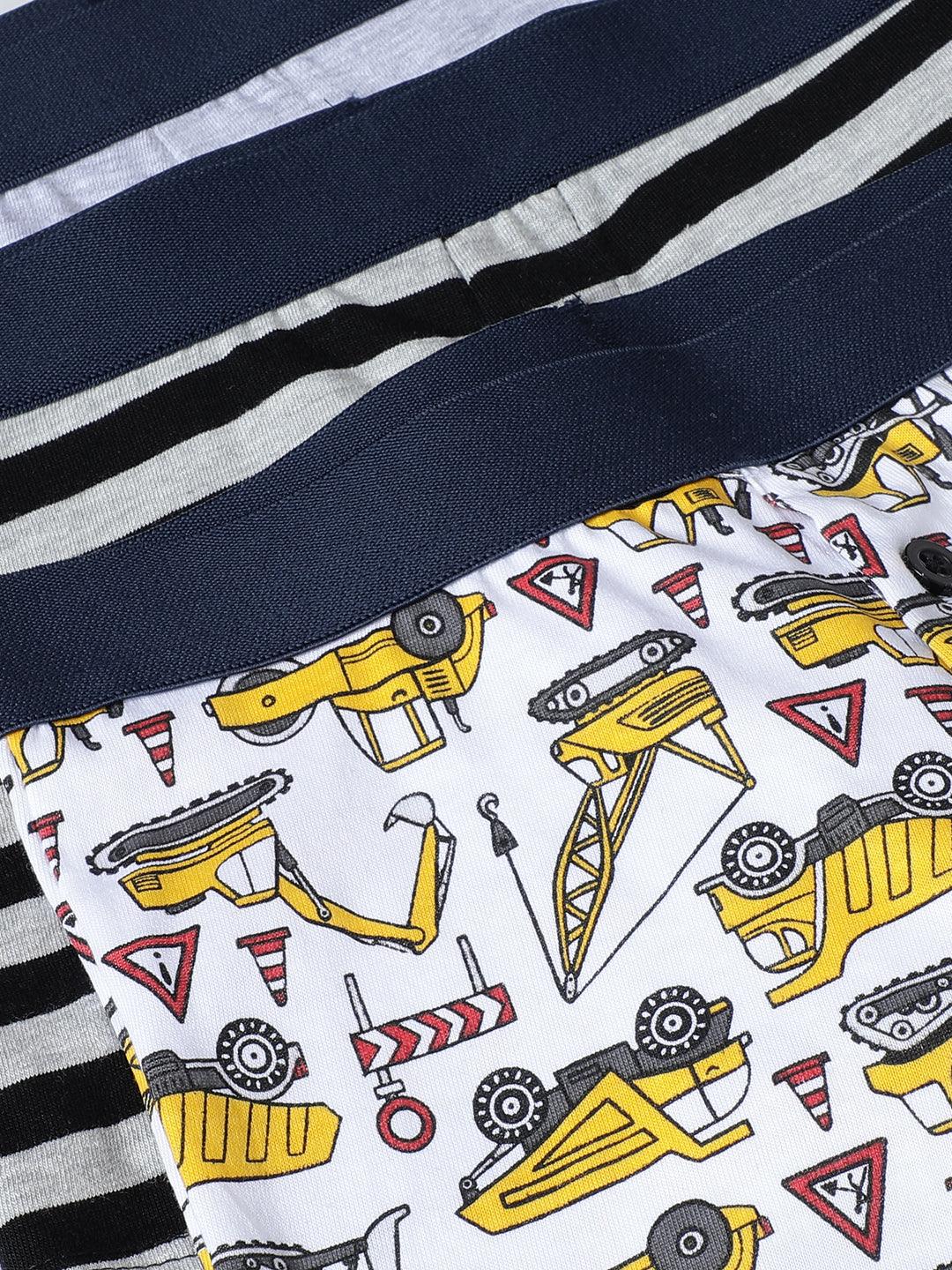 Boxer - Truck All Over & Stripes Printed Pack Of 3.
