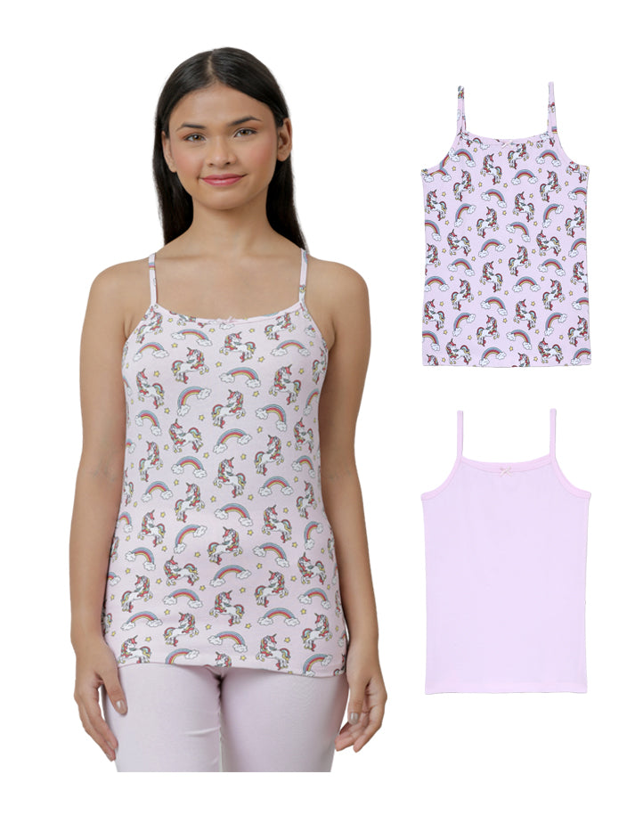 Cami Vests - Unicorn All Over Print & Solid Pink (Pack of 2).