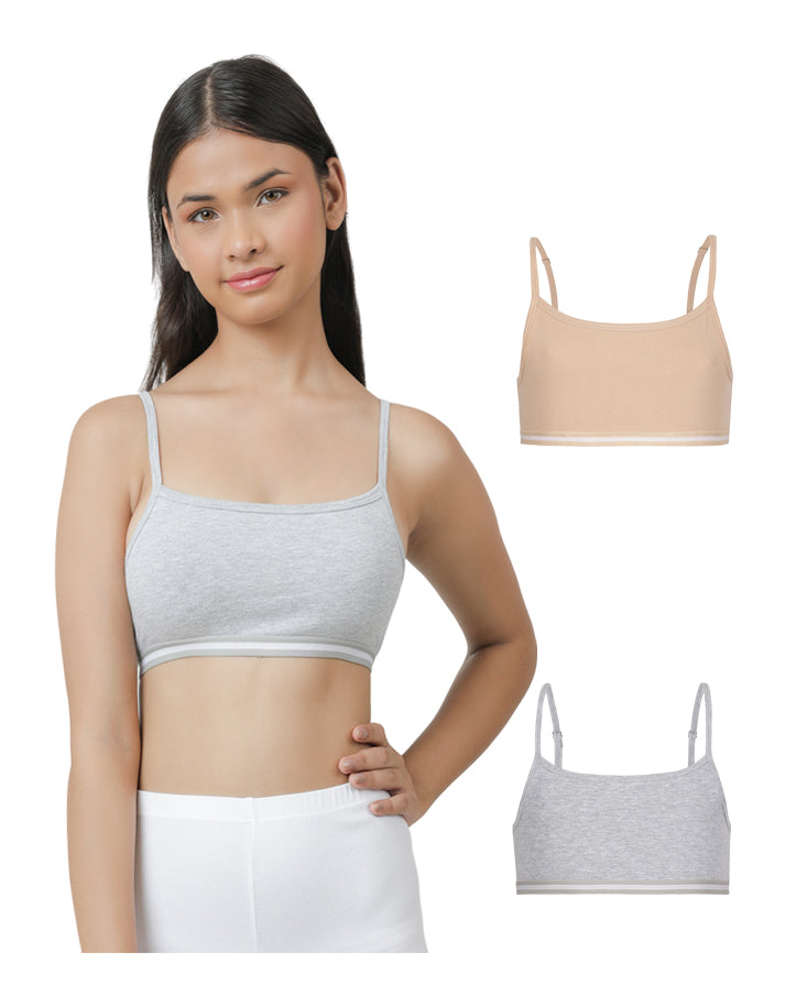 Beginners Bra - Grey & Nude (Pack of 2).