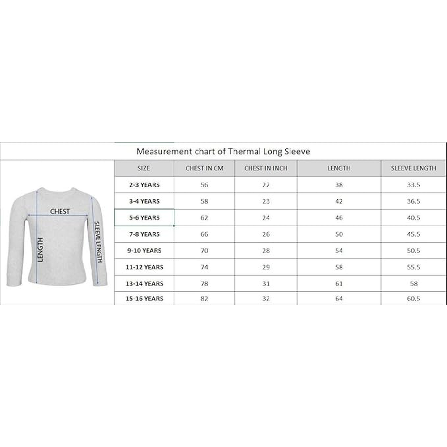 Kids Cotton Thermal Top - Full Sleeve - Blue (Pack of 1)