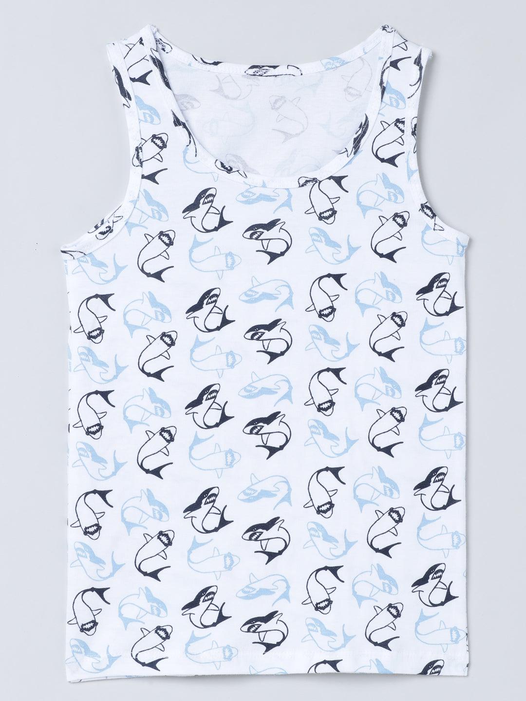 Vest - Shark All Over Print & Solid Blue (Pack of 2).
