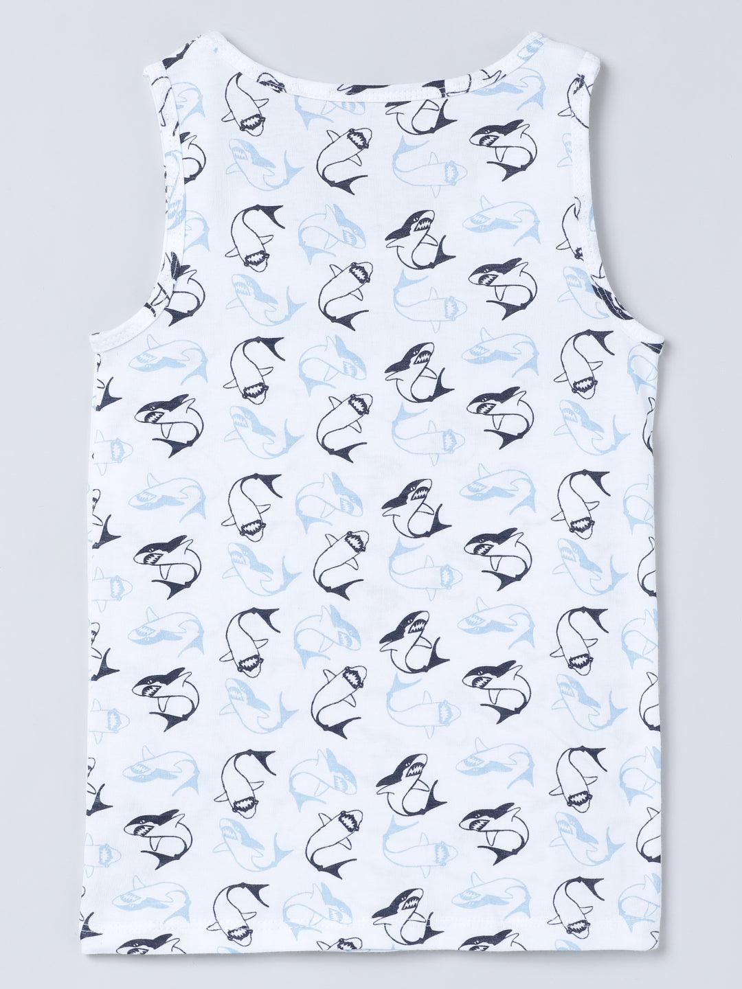 Vest - Shark All Over Print & Solid Blue (Pack of 2).