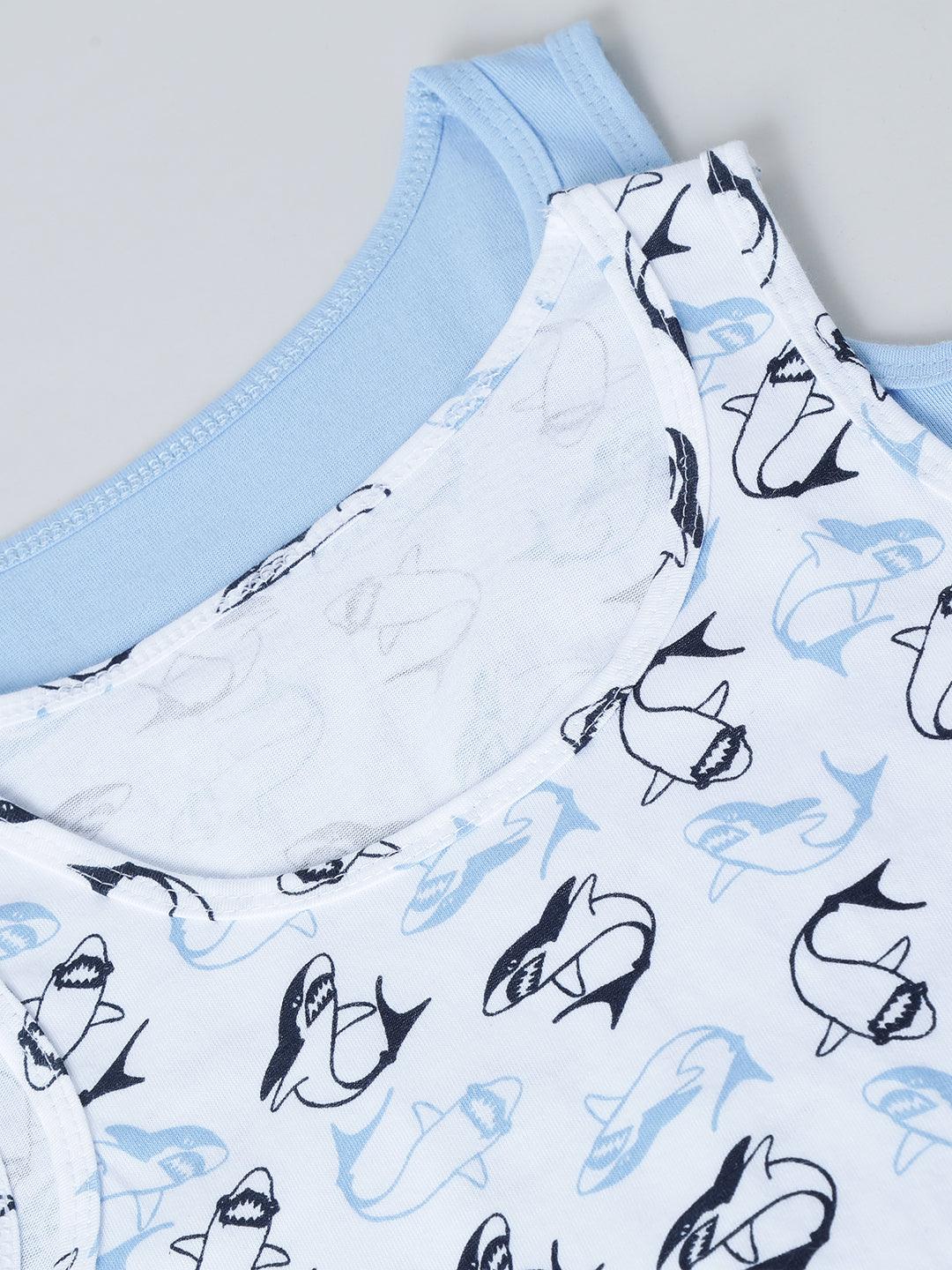 Vest - Shark All Over Print & Solid Blue (Pack of 2).