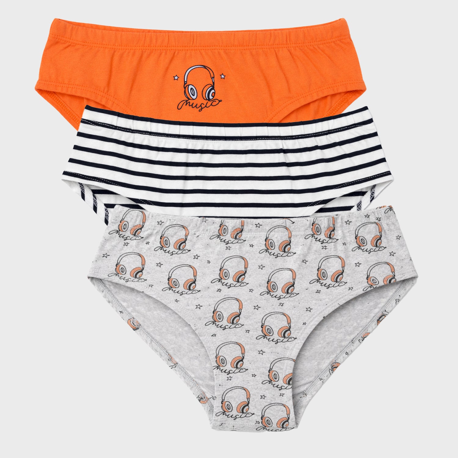 CharmnCherish Boys' Music Printed Cotton Brief - Pack Of 3 for 2-16 Years