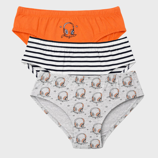 CharmnCherish Boys' Music Printed Cotton Brief - Pack Of 3 for 2-16 Years