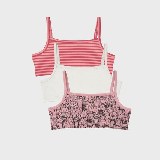 CharmnCherish Girls' Beginners Bra - Pack of 3_Multicolor for 7-16 Years