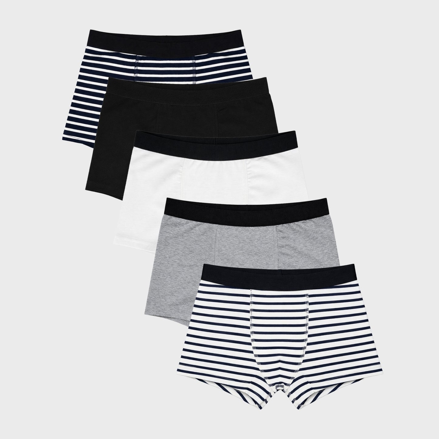 CharmnCherish Boys' Trunk Stripes & Solid Color Combo Pack Of 5 for 2-16 Years