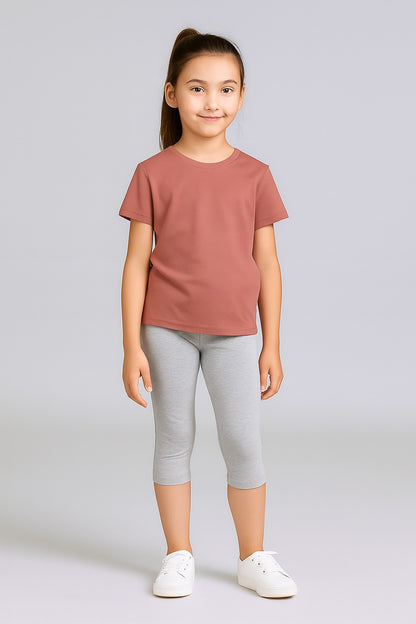 Girls 3/4th Legings Pack Of 1_ Grey Melange