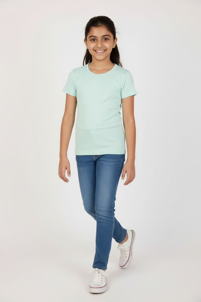 Girls Short Sleeve Tshirt Pack of 1_Aqua Green