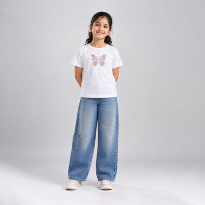 Girls' Cotton Stud Print T-Shirt
