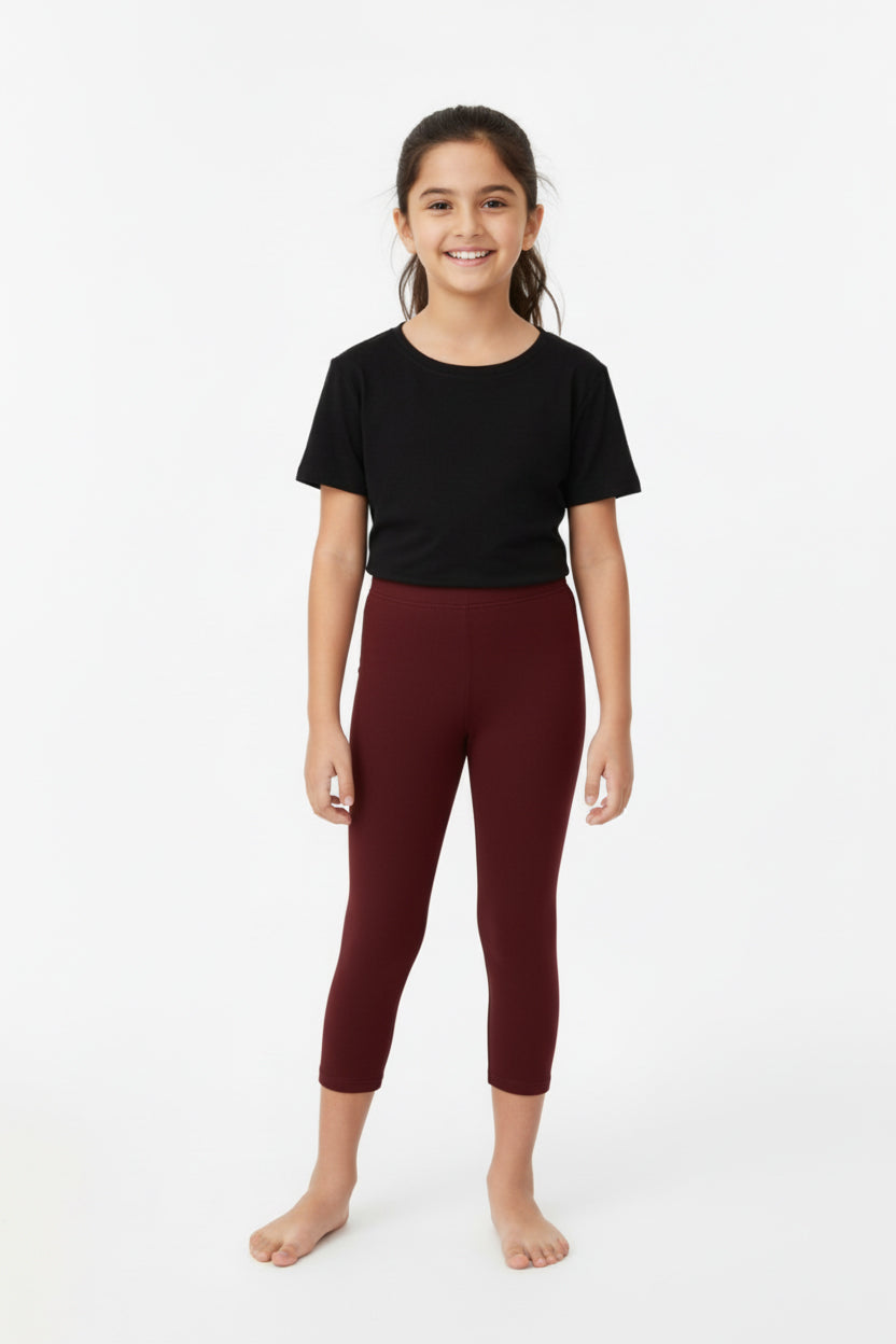 Girls 3/4 Leggings  Solid Brown Color Pack Of 1