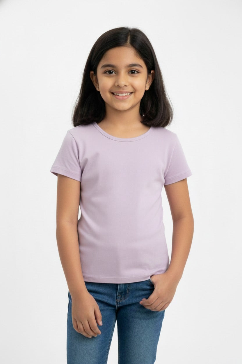 Girls Short Sleeve Tshirt Pack of 1_Lavender
