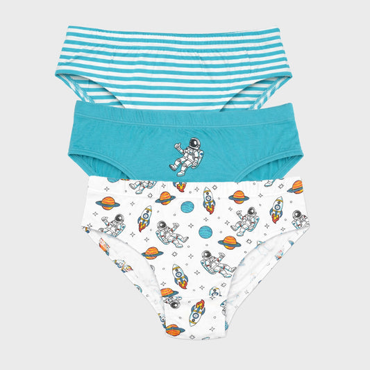 CharmnCherish Boys' astronaut Printed Cotton Brief - Pack Of 3 for 2-16 Years