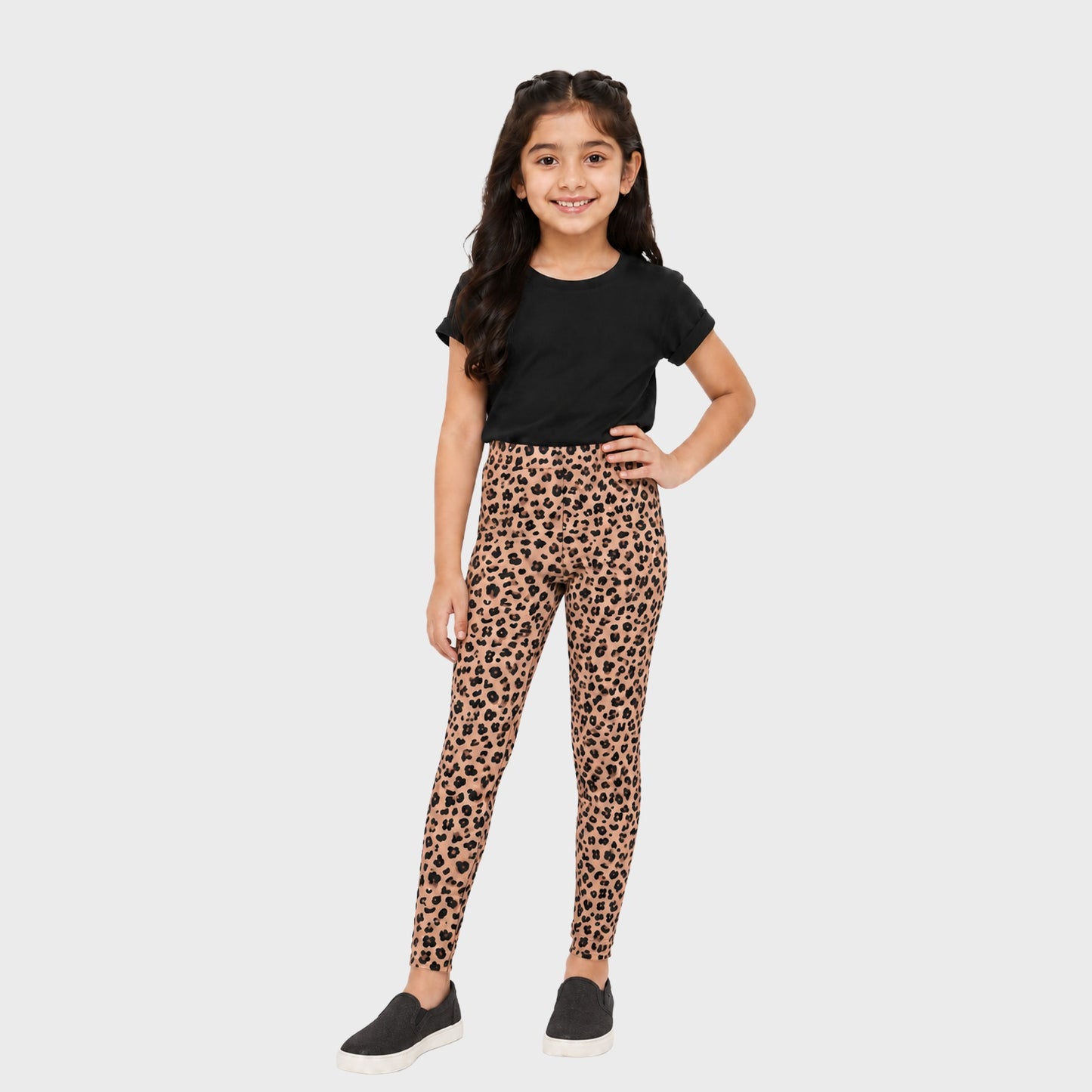 Charm N Cherish Girls Cotton Leggings Soft Stretch Cheetah Leopard Print (Pack of 1)