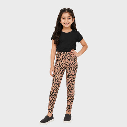 Charm N Cherish Girls Cotton Leggings Soft Stretch Cheetah Leopard Print (Pack of 1)