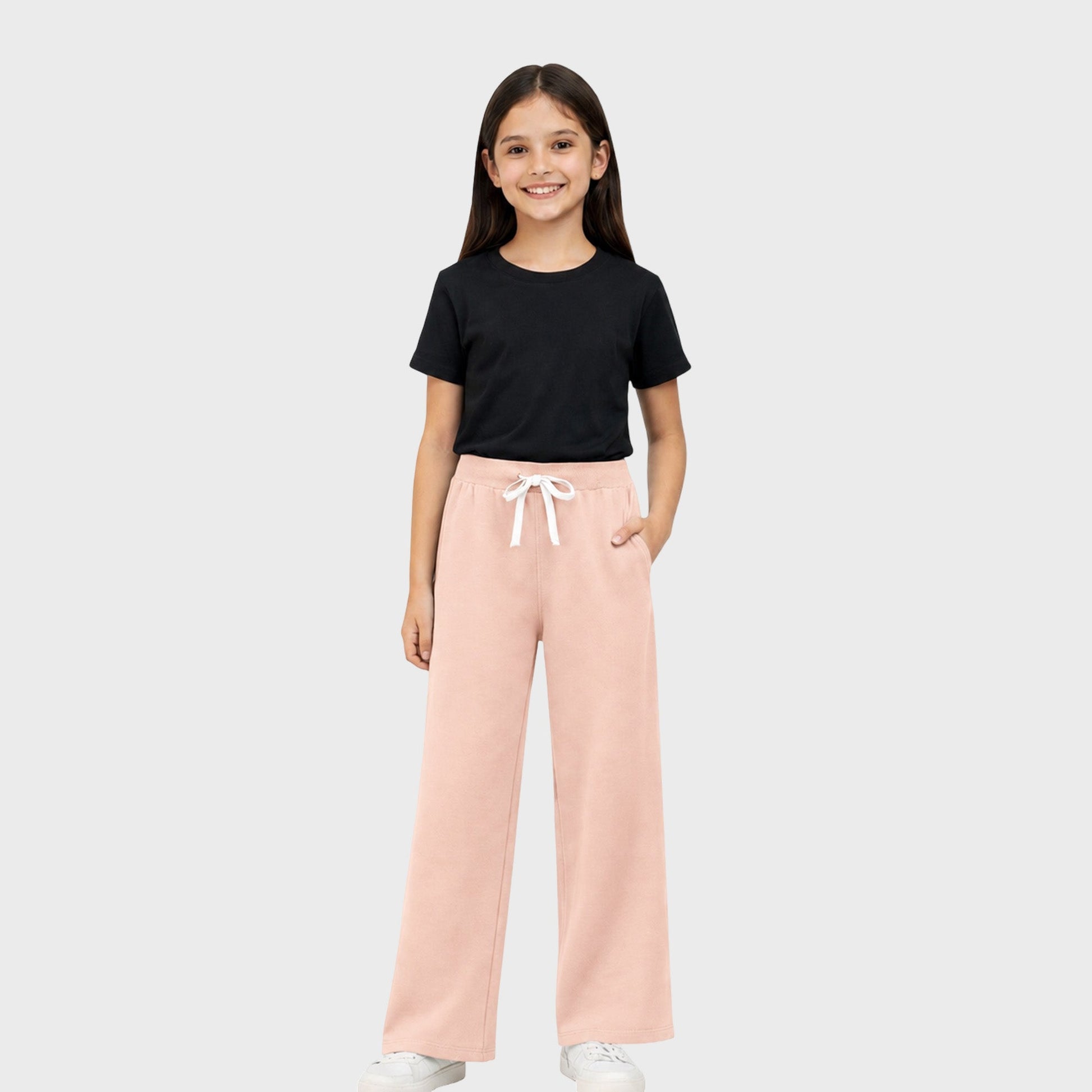 Premium Cotton Flare Joggers - Peach
