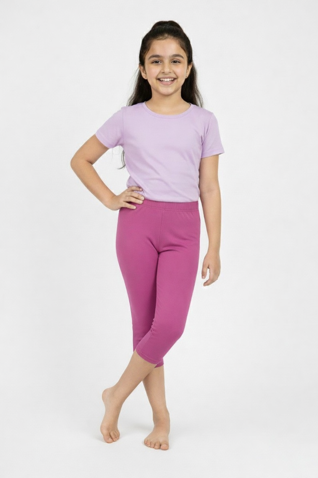 Girls 3/4 Leggings  Pack of 1_Maroon