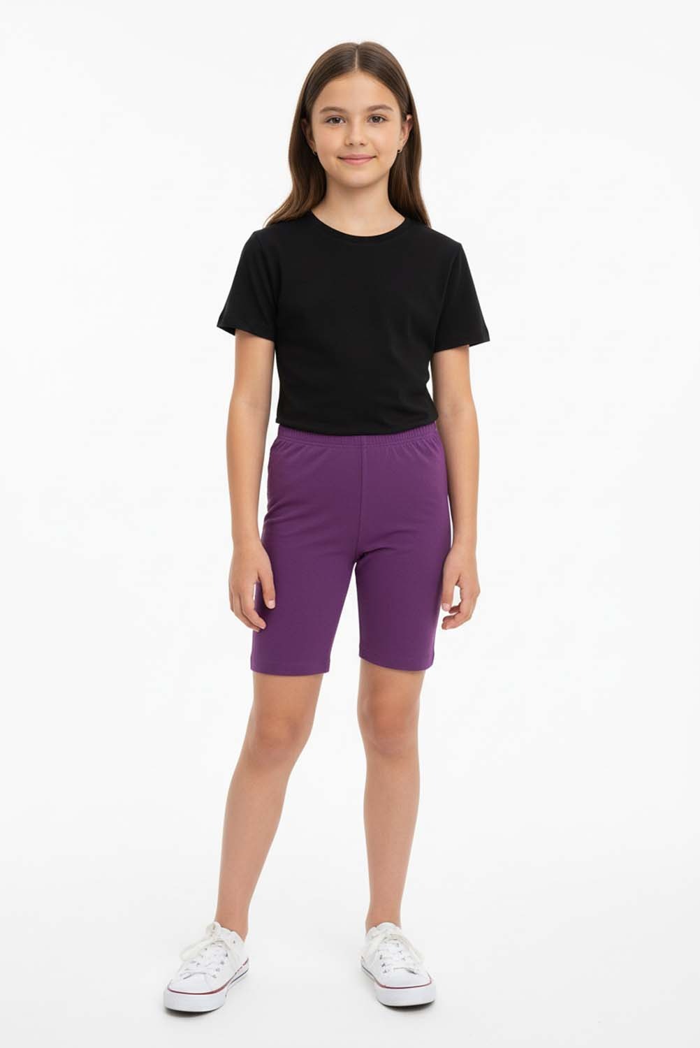 Charm N Cherish Girls Cotton Multiuse Shorties - Pack of 2 (Purple & Black)