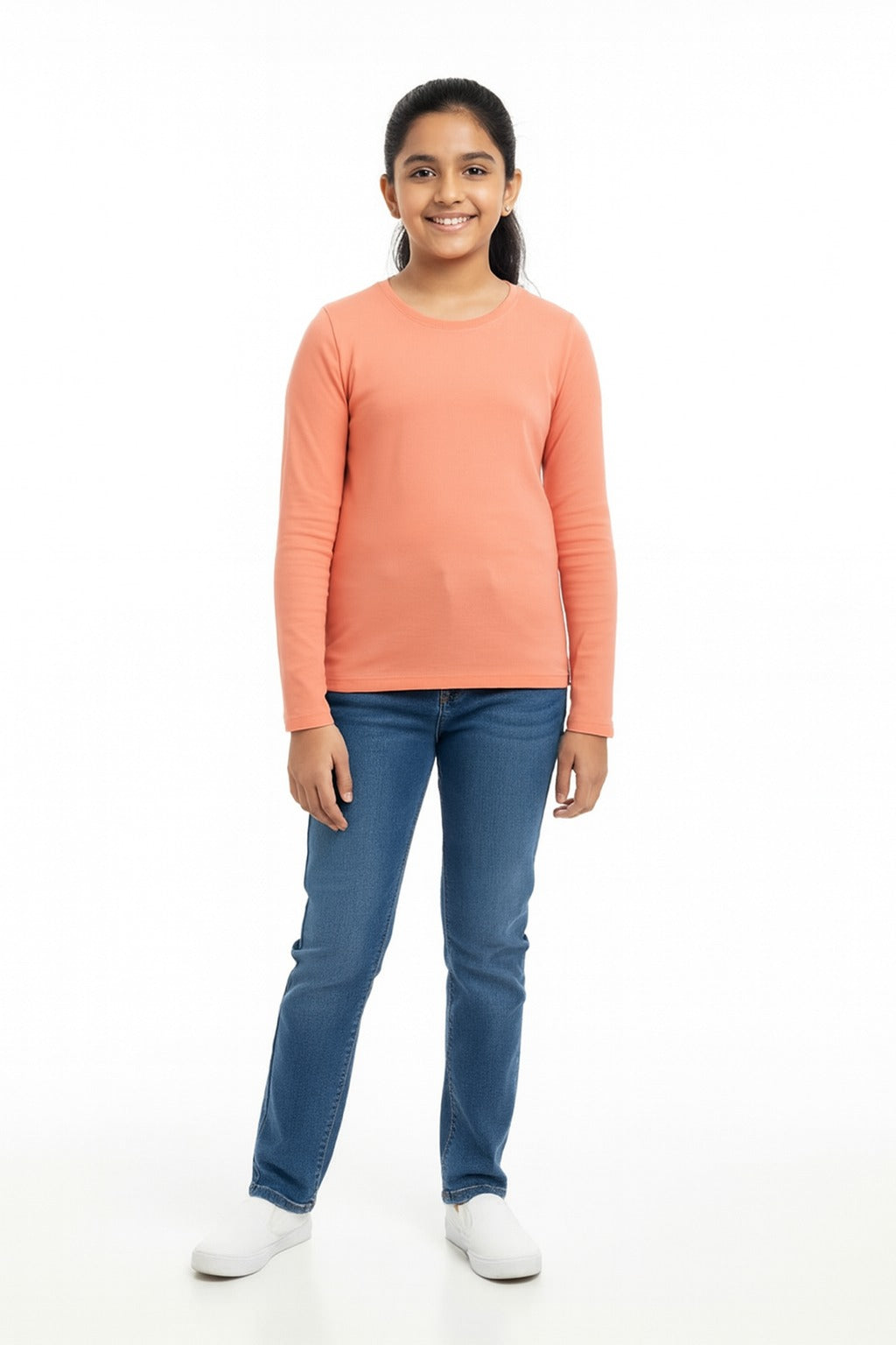 Girls Full Sleeve Tshirt Pack of 1_Coral