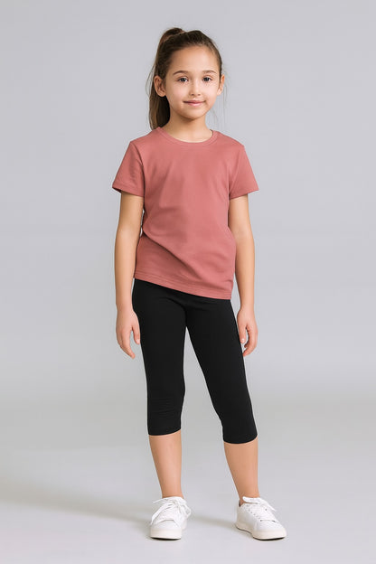 Girls 3/4th Leggings Pack Of 1_Black
