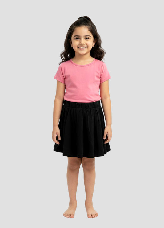 Girls Skirts With Shorts Solid Black Color Pack Of 1
