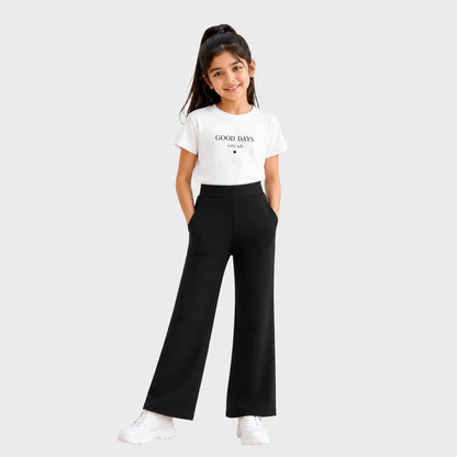 Premium Cotton Flare Joggers for Girls – Pack 1 (Black Color)