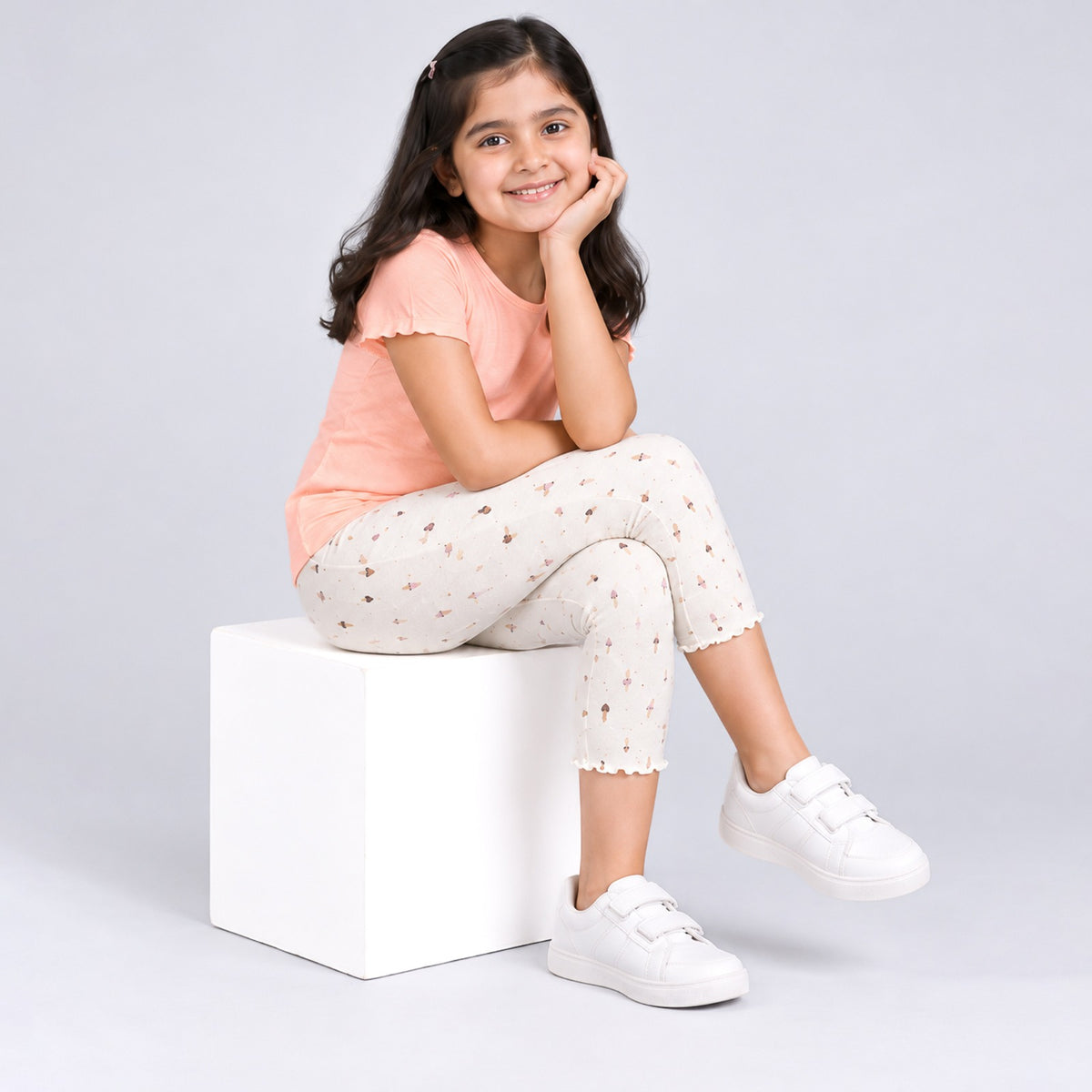 Girls' 3/4 Cotton Leggings - Gardian AOP