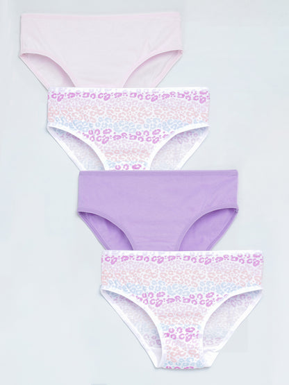 Girls Brief - Leo All Over Print Pack of 4.