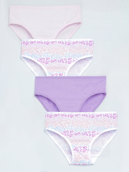 Girls Brief - Leo All Over Print Pack of 4.
