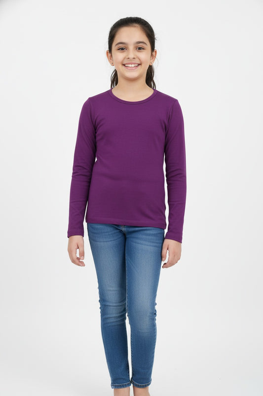 Girls Full Sleeve Tshirt Pack of 1_Purple