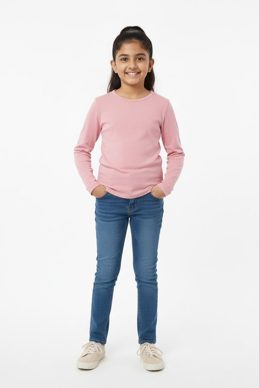 Girls Full Sleeve Tshirt Pack of 1_Rose Dust