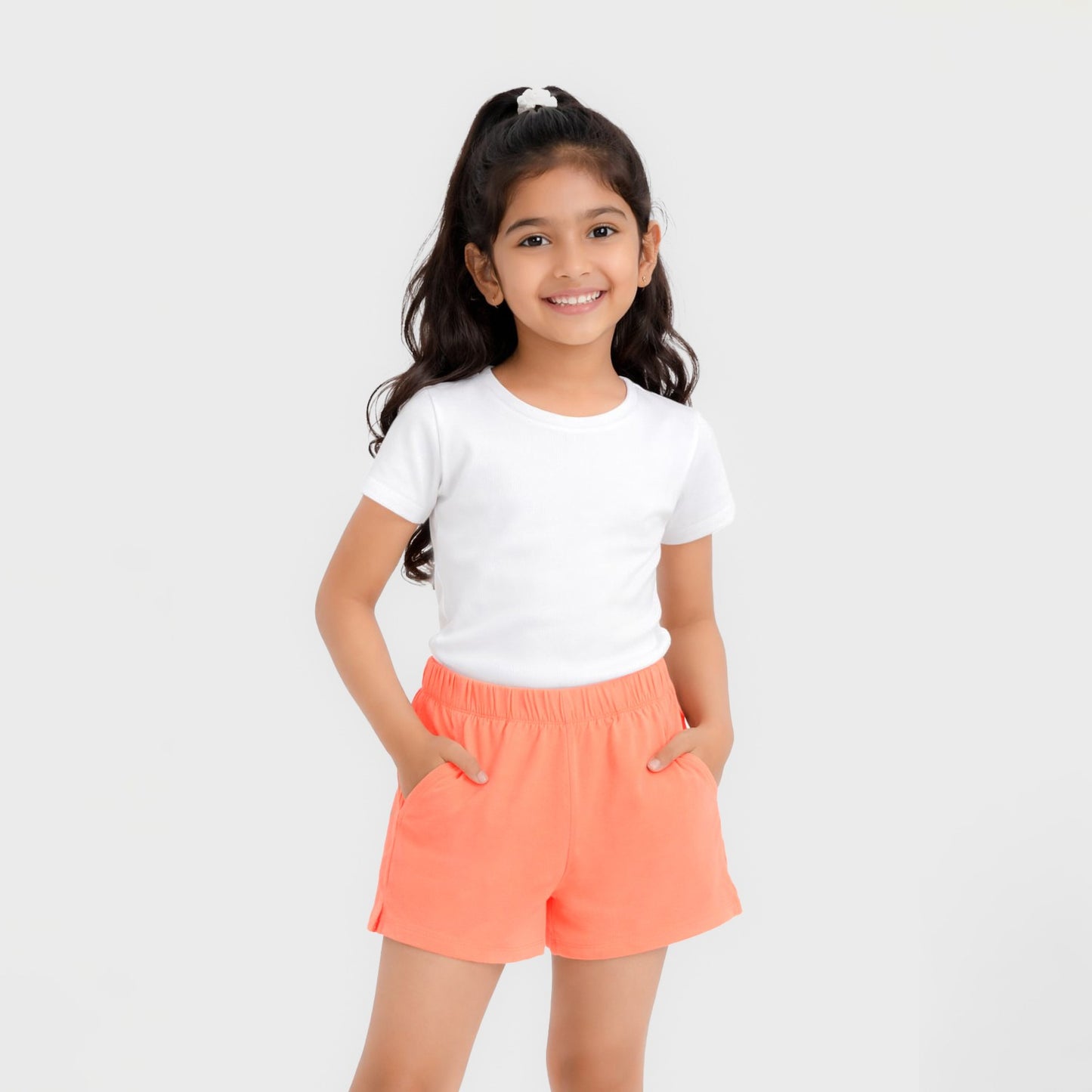 CharmnCherish Kids' Shorts With Elasticated Waistband - Floral Print - back view