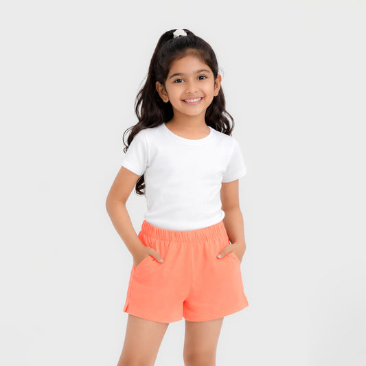 CharmnCherish Kids' Shorts With Elasticated Waistband - Floral Print - back view