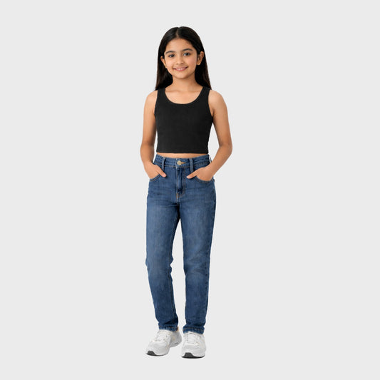 CharmnCherish Kids' Cotton Crop Tank Top - Black