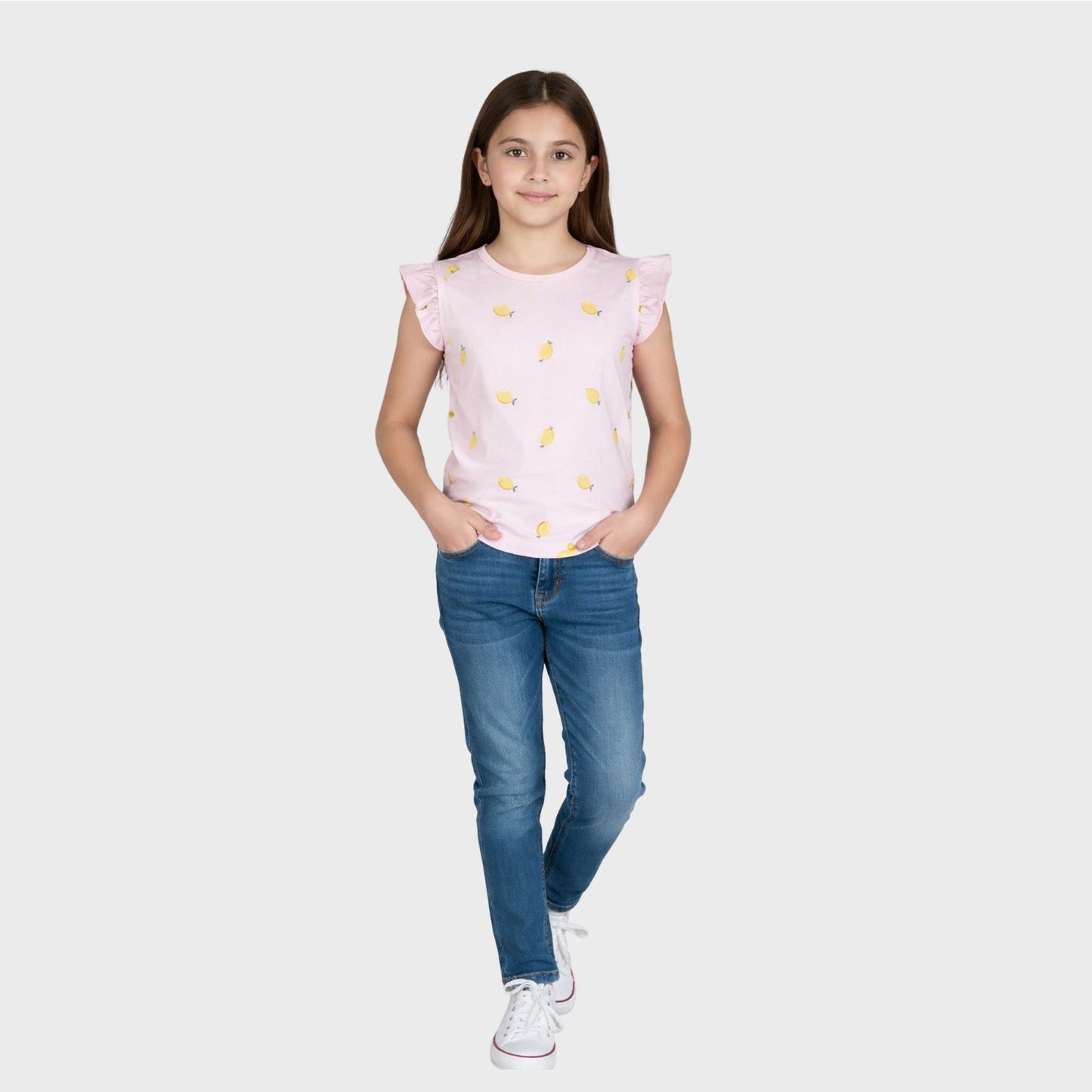 Girls Cotton Frill T-Shirt - Pink (Pack of 1)