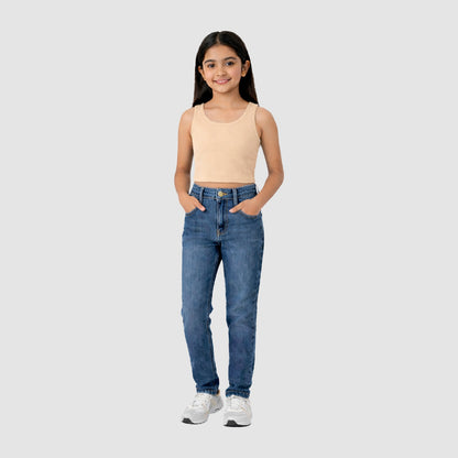 Girls' Cotton Crop Tank Top - Black