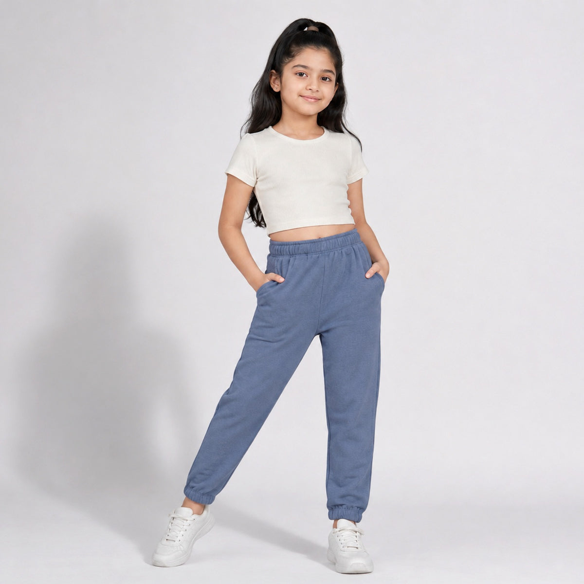 Girls' Cotton Joggers - Navy